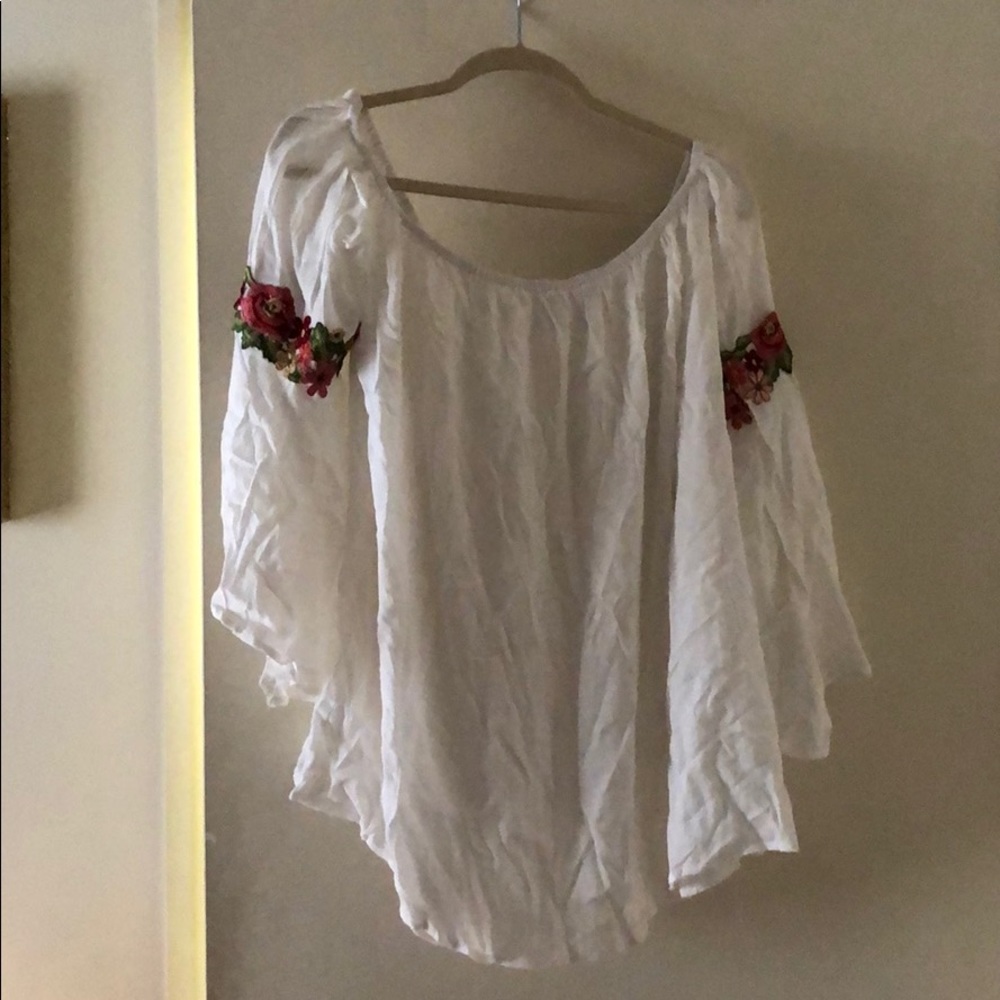 Off the shoulder embroidered blouse